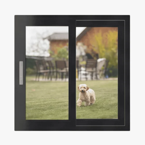 ventana de pvc negro corredera 2 hojas móviles 100x100cm S58CD